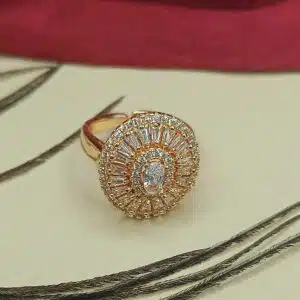 American Diamond Golden Party wear Ring